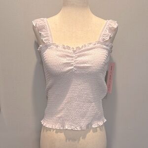 Crave Fame White Ruffled Sleeveless fitted cropped Top NWT